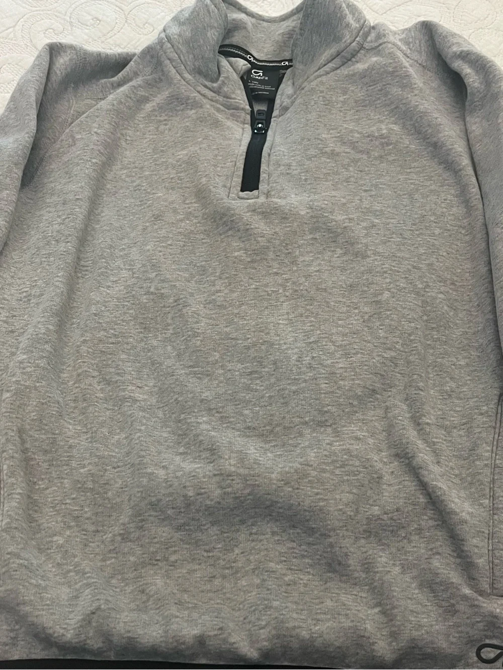 GapFit Kids Gray Fleece Quarter Zip Pullover | Size L (10)